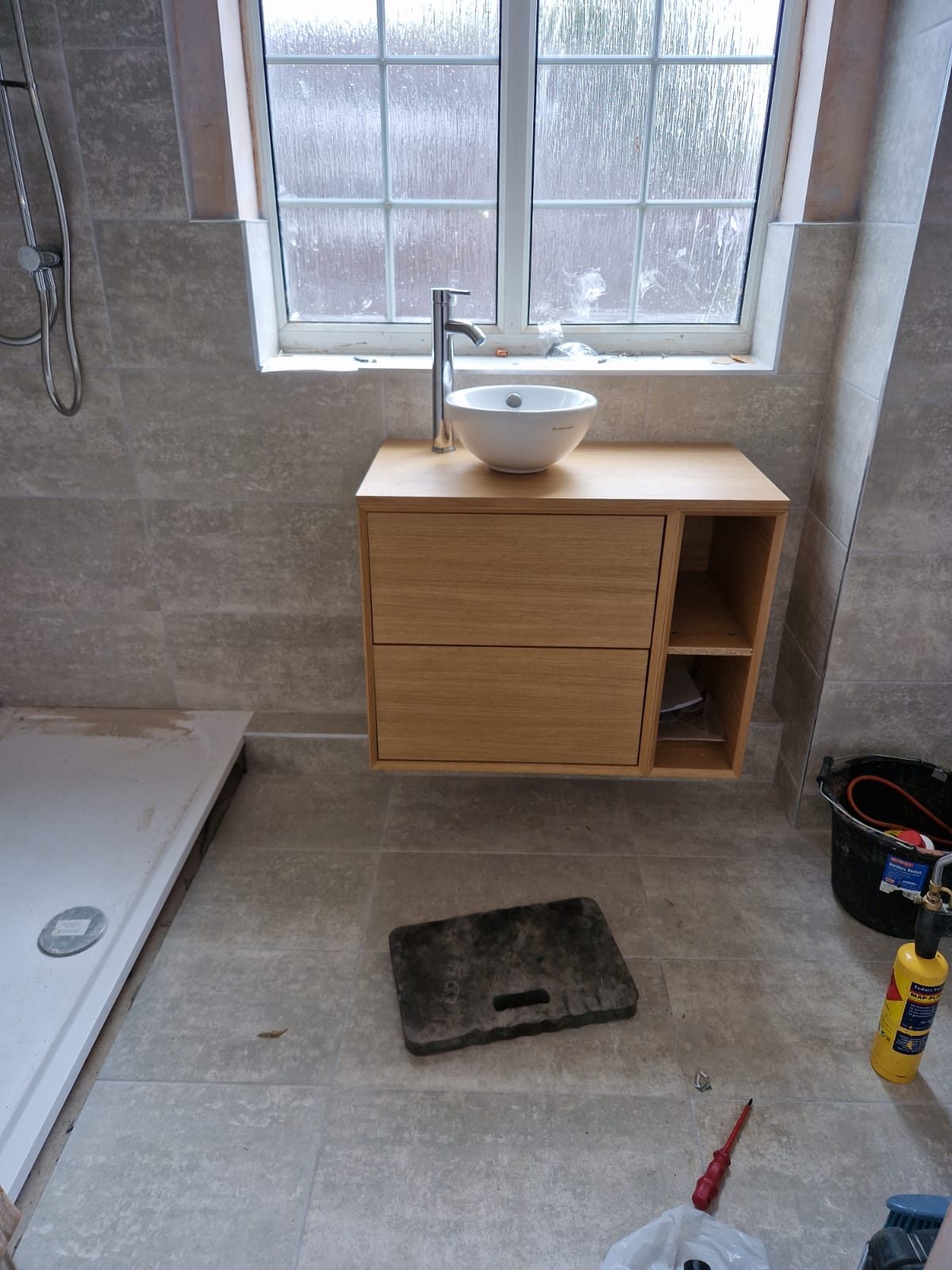 Bathroom installation — vanity unit and basin fit
